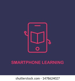 Outline smartphone learning icon.smartphone learning vector illustration. Symbol for web and mobile