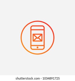 Outline smartphone in mail icon.gradient illustration isolated vector sign symbol