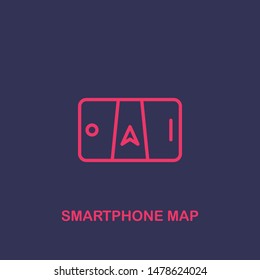 Outline smartphone map icon.smartphone map vector illustration. Symbol for web and mobile
