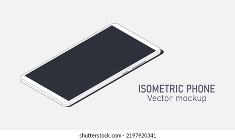 Esbozar la parodia del smartphone con pantalla negra. Isométrica ilustración vectorial. Antecedentes en medios sociales vectoriales
