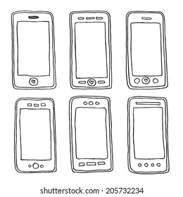 Outline smartphones collection.