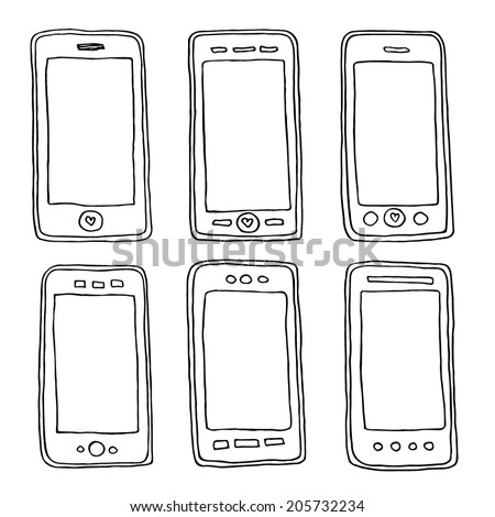 Outline smartphones collection.