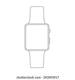 Outline smartwatch icon. Vector outline iwatch. Smartwatch similar to iWatch. Isolated on white.