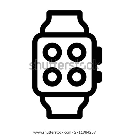 Outline smartwatch icon for wearable device, fitness tracker, and digital screen.