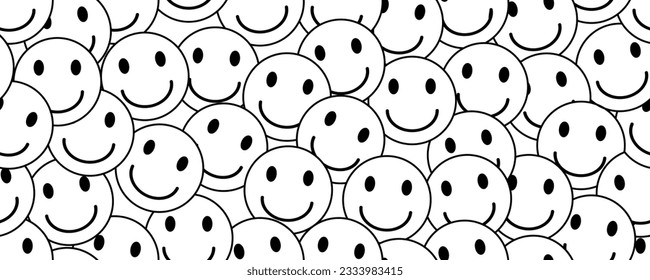 outline smile emoji seamless pattern