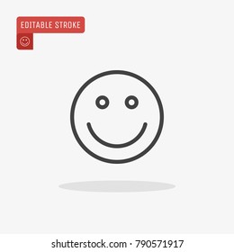 Outline Smile icon isolated on grey background. Line Happy face symbol for website design, mobile application, ui. Editable stroke. Vector illustration. Eps10.