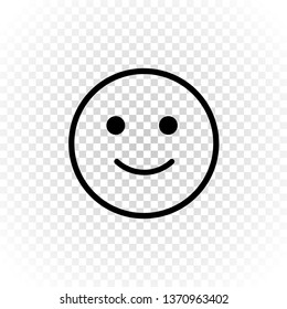 Outline smiling emoticon. Good mood icon. Smile for social media, mood tracker, quality assessment. Glad face expression as sign of delight, well-being, satisfaction on transparent background.