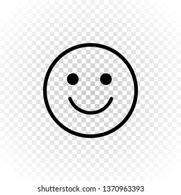 Outline smiling emoticon. Smile for social media, mood tracker, quality assessment on transparent. Vector EPS10 flat icon of excellent mood. Happy face as sign of happiness, well-being, satisfaction.