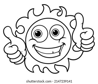 Outline Smiling Sun Cartoon Character Vector Stock Vector (Royalty Free ...