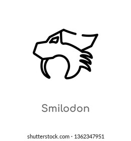 outline smilodon vector icon. isolated black simple line element illustration from animals concept. editable vector stroke smilodon icon on white background