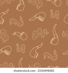 Outline Smoking Pipe Tobacco Vector Seamless Pattern illustration Design