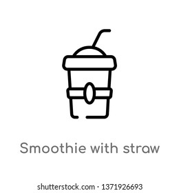 outline smoothie with straw vector icon. isolated black simple line element illustration from cinema concept. editable vector stroke smoothie with straw icon on white background