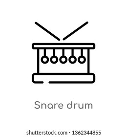 outline snare drum vector icon. isolated black simple line element illustration from music concept. editable vector stroke snare drum icon on white background