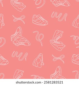 Outline Sneakers Shoelaces Shoes Seamless Pattern illustration Design