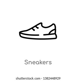 outline sneakers vector icon. isolated black simple line element illustration from gym equipment concept. editable vector stroke sneakers icon on white background