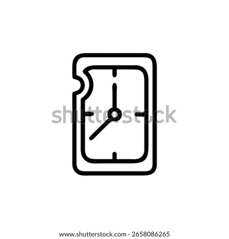 Outline a snooze alarm clock with rounded corners time wake