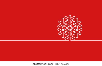 outline snowflake, red holiday background