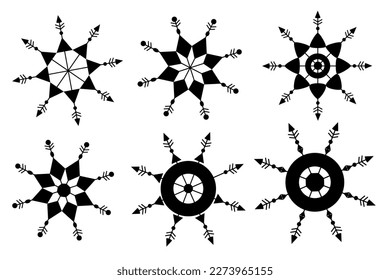 outline snowflakes set 6, isolated on white
