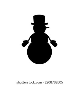 The outline of a snowman in a hat and mittens.