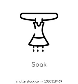 outline soak vector icon. isolated black simple line element illustration from cleaning concept. editable vector stroke soak icon on white background