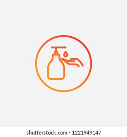 Outline soap icon,gradient illustration,vector hygiene sign symbol