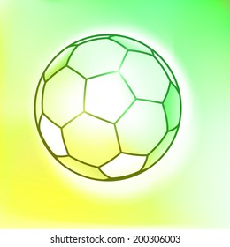Outline soccer ball on a pastel yellow-green background 