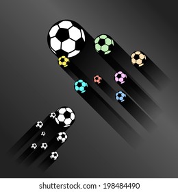 outline soccer balls with shadow, Vector graphic