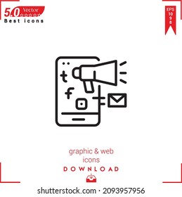 Outline social media Icon. social media icon vector isolated on white background. Graphic design, material-design, Best sellers 2022 icons, mobile application, UI UX design, EPS 10 format vector
