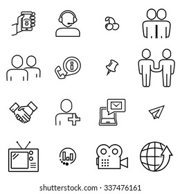 Outline social vector icons set