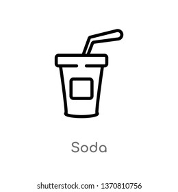 outline soda vector icon. isolated black simple line element illustration from american football concept. editable vector stroke soda icon on white background