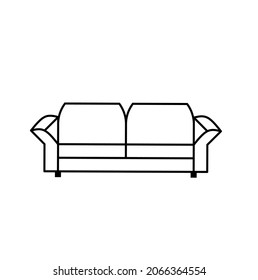 Icono de sofá de contorno aislado en fondo blanco.Icono de sofá de línea delgada en diseño plano