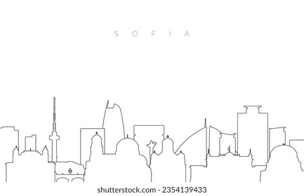 Outline Sofia skyline. Trendy template with Sofia buildings and landmarks in line style. Stock vector design. 