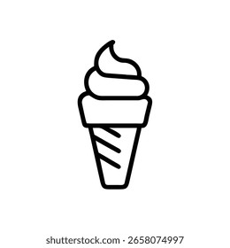 Outline soft serve ice cream cone icon vector