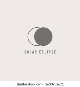 Outline Solar eclipse. Thin Line Stroke. Minimalistic Icon. Graphic vector abstract logo. Cartoon style, simple design. Space and science trendy illustration. The icon is isolated