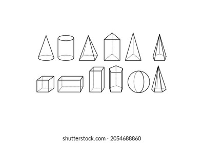 outline solid figure set vector(solid geometry)