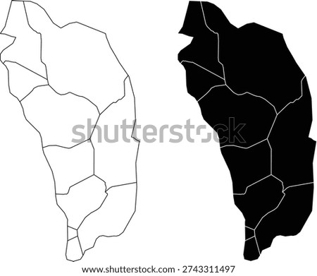 Outline and Solid Map of Dominica with Internal Divisions Keywords Dominica, map, outline