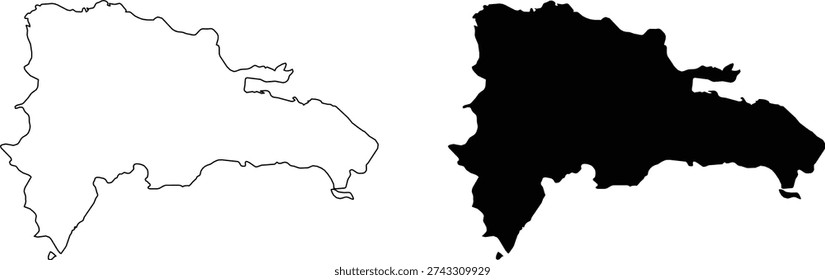 Outline and Solid Map of Hispaniola Island with Internal Divisions Keywords Hispaniola, map