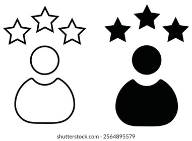 Outline and solid person icons with rating stars