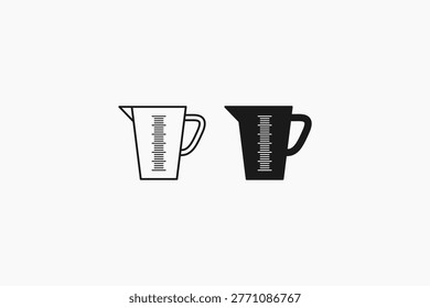 outline and solid water measuring cup icon