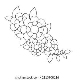 Outline some flowers with a multitude of stems and leaves