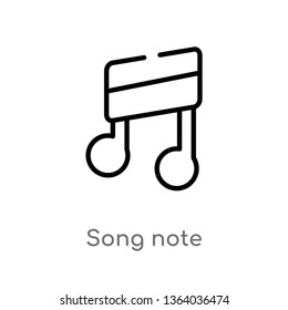 outline song note vector icon. isolated black simple line element illustration from music concept. editable vector stroke song note icon on white background