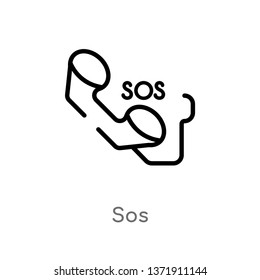 outline sos vector icon. isolated black simple line element illustration from alert concept. editable vector stroke sos icon on white background