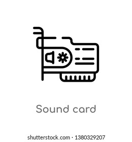 outline sound card vector icon. isolated black simple line element illustration from electronic devices concept. editable vector stroke sound card icon on white background