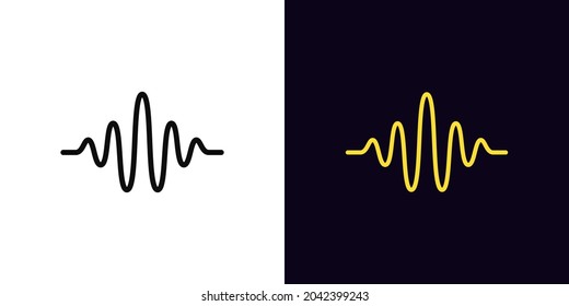 Outline Sound Wave Icon, With Editable Stroke. Linear Waveform Sign, Voice Pictogram. Acoustic Vibration, Voice Recognition, Sound Signal Shape. Vector Icon, Sign, Symbol For UI And Animation