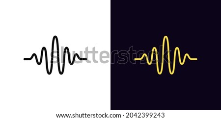 Outline sound wave icon, with editable stroke. Linear waveform sign, voice pictogram. Acoustic vibration, voice recognition, sound signal shape. Vector icon, sign, symbol for UI and Animation
