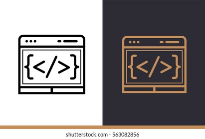 Outline Source Code Icon For Startup Business. Vector Line Icons Suitable For Info Graphics, Print Media And Interfaces