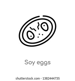 outline soy eggs vector icon. isolated black simple line element illustration from food and restaurant concept. editable vector stroke soy eggs icon on white background