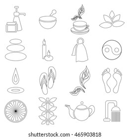 Outline spa icons set. Universal spa icons to use for web and mobile UI, set of basic spa elements vector illustration