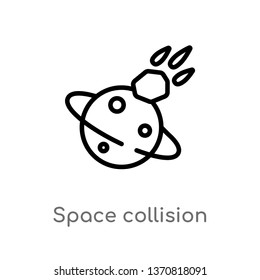outline space collision vector icon. isolated black simple line element illustration from astronomy concept. editable vector stroke space collision icon on white background