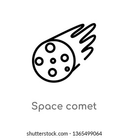 outline space comet vector icon. isolated black simple line element illustration from meteorology concept. editable vector stroke space comet icon on white background